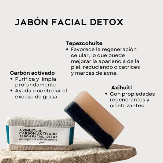 Jabón facial con axihuitl & carbón activado